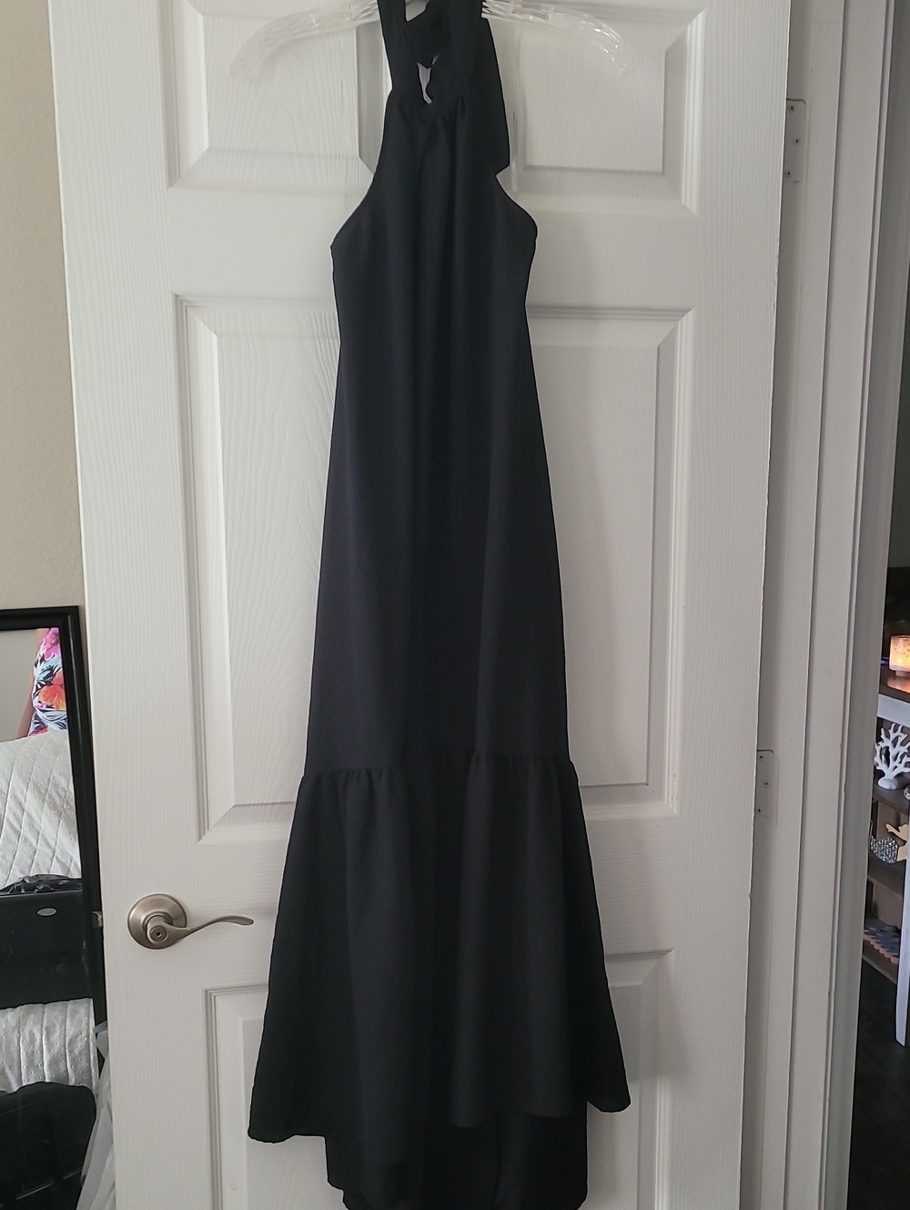 a new day Black Halter Ruffled Maxi Dress